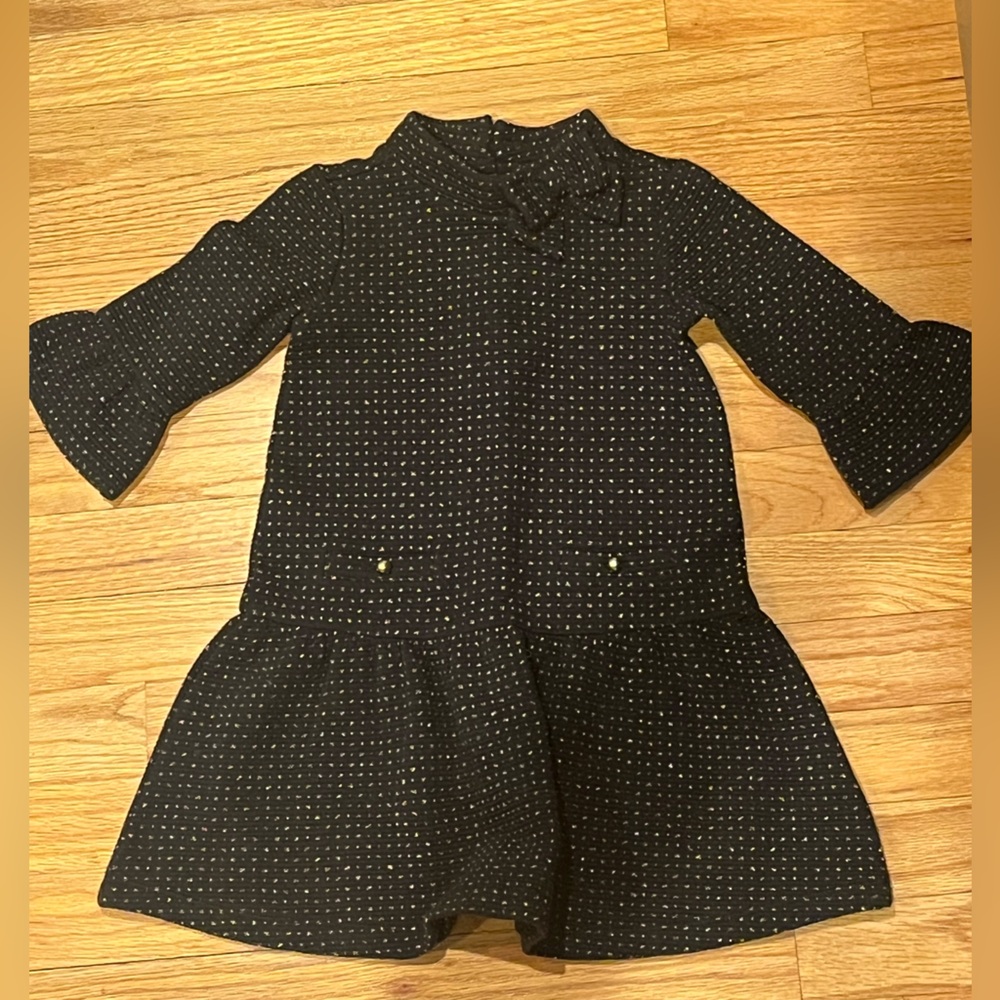 Black Polka Dot Dress with Bell Sleeves